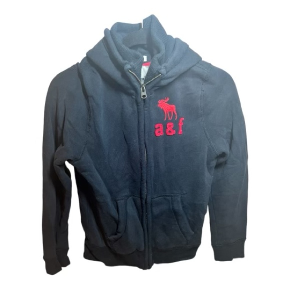 Abercrombie Kids XL jacket fleece lined with hoodie blue red